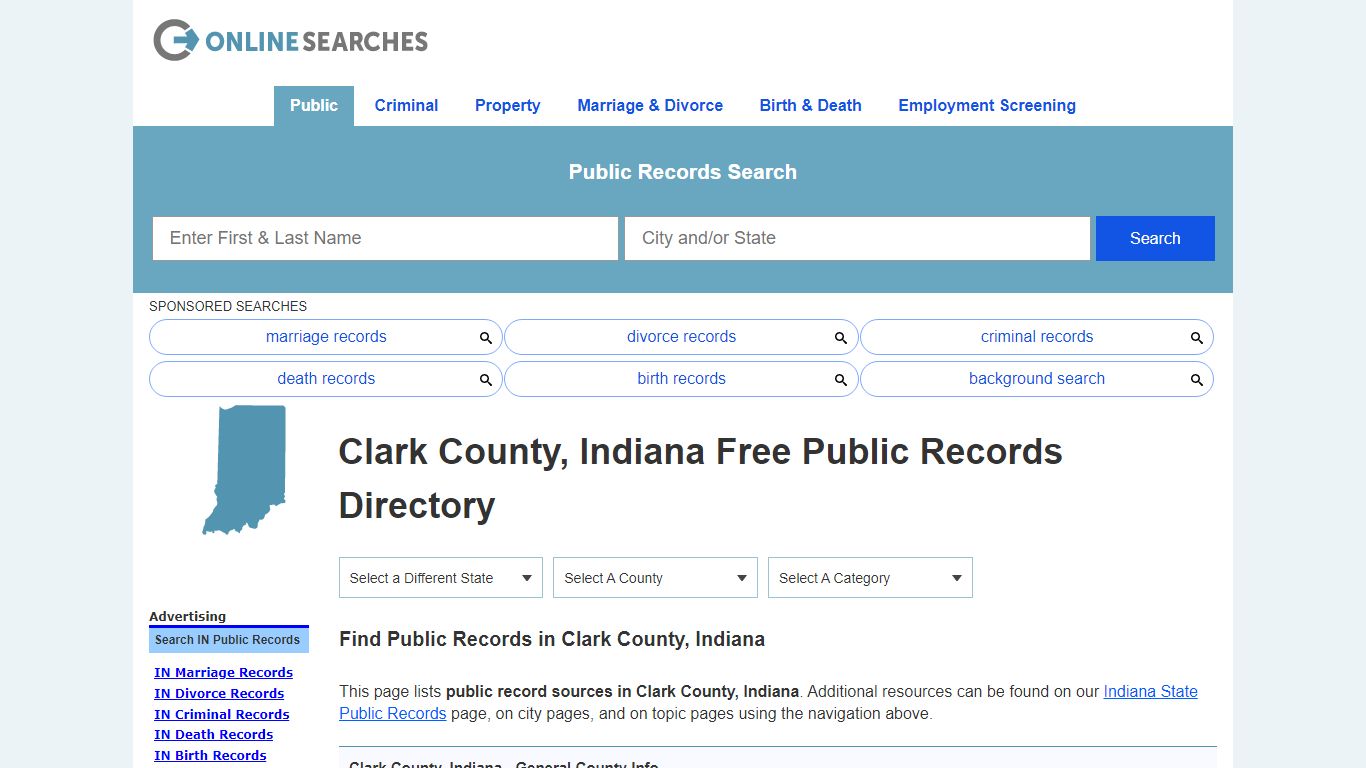 Clark County, Indiana Public Records Directory - OnlineSearches.com