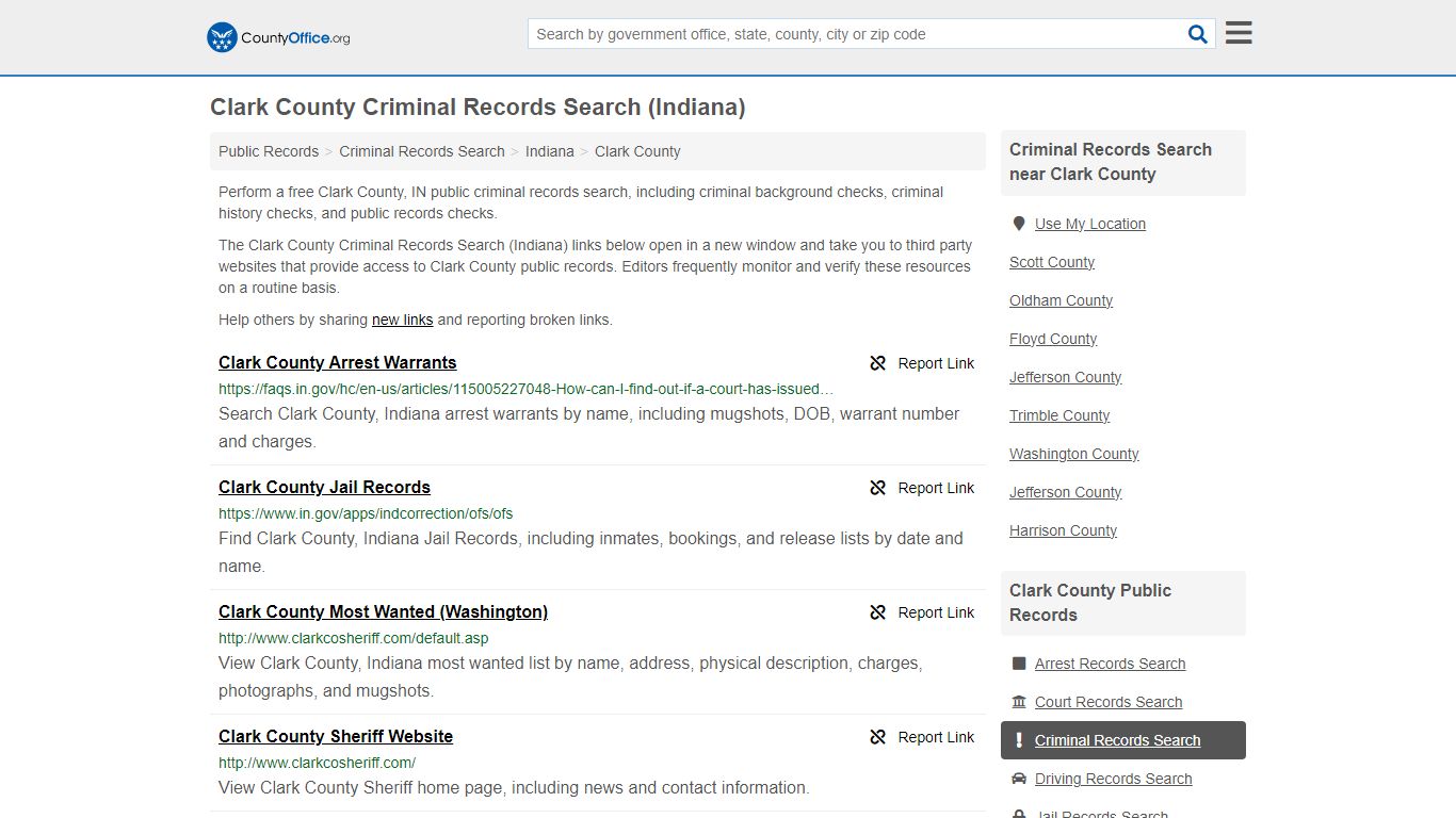 Clark County Criminal Records Search (Indiana)