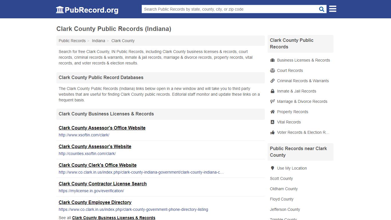 Free Clark County Public Records (Indiana Public Records) - PubRecord.org